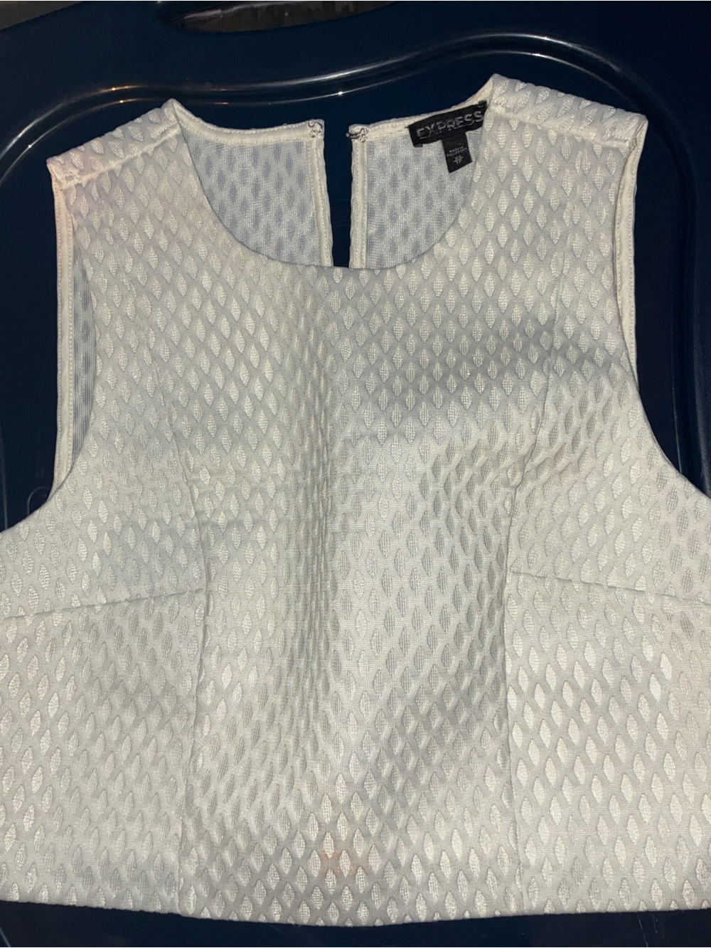 Express White Textured Sleeveless Crop Camisole